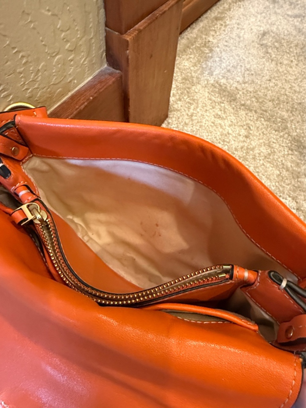 Tory Burch Bright Orange Leather Fleming-Inspired Crossbody - Picture 9 of 12